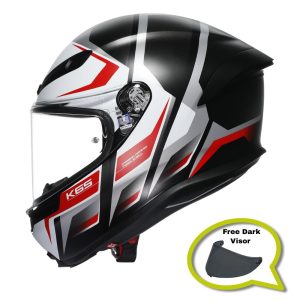 AGV K6-S KARVE - BLACK/WHITE/RED (Free Dark Visor Worth £89.99)