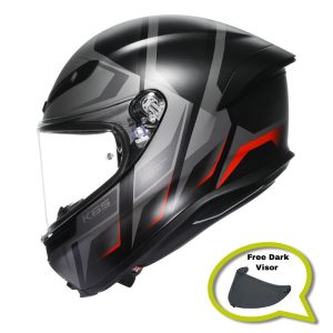 AGV K6-S KARVE - BLACK/GREY/RED (Free Dark Visor Worth £89.99)