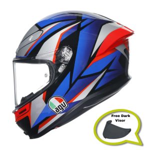 AGV K6-S Slashcut - Black/Blue/Red (Free Dark Visor Worth £89.99)